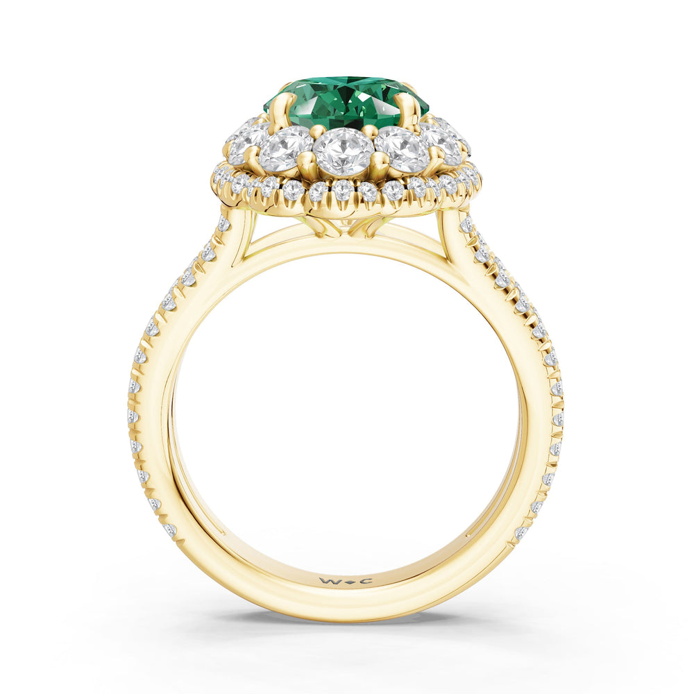 The Esmer Ring with Created Emerald Cut Diamond in 14KT Yellow Gold view 2
