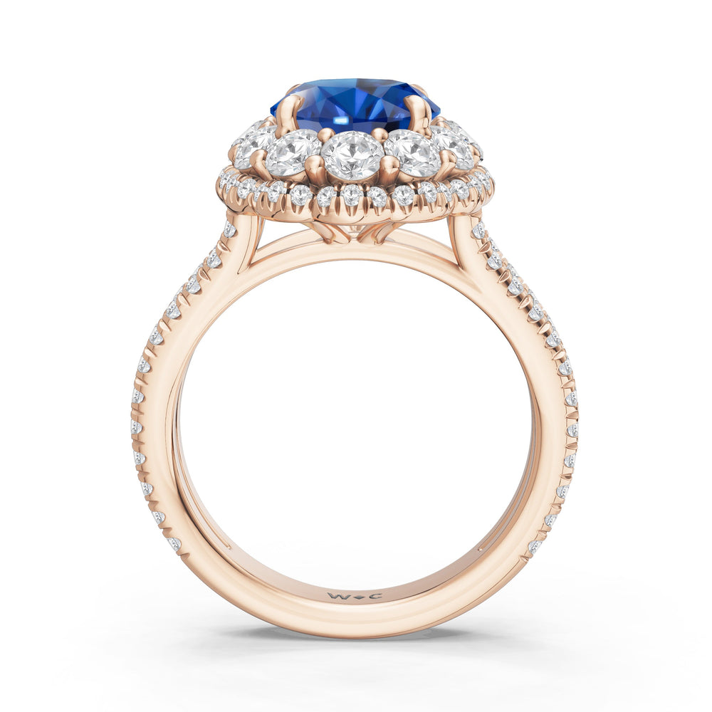 The Esmer Ring with Created Blue Sapphire Cut Diamond in 14KT Rose Gold view 2
