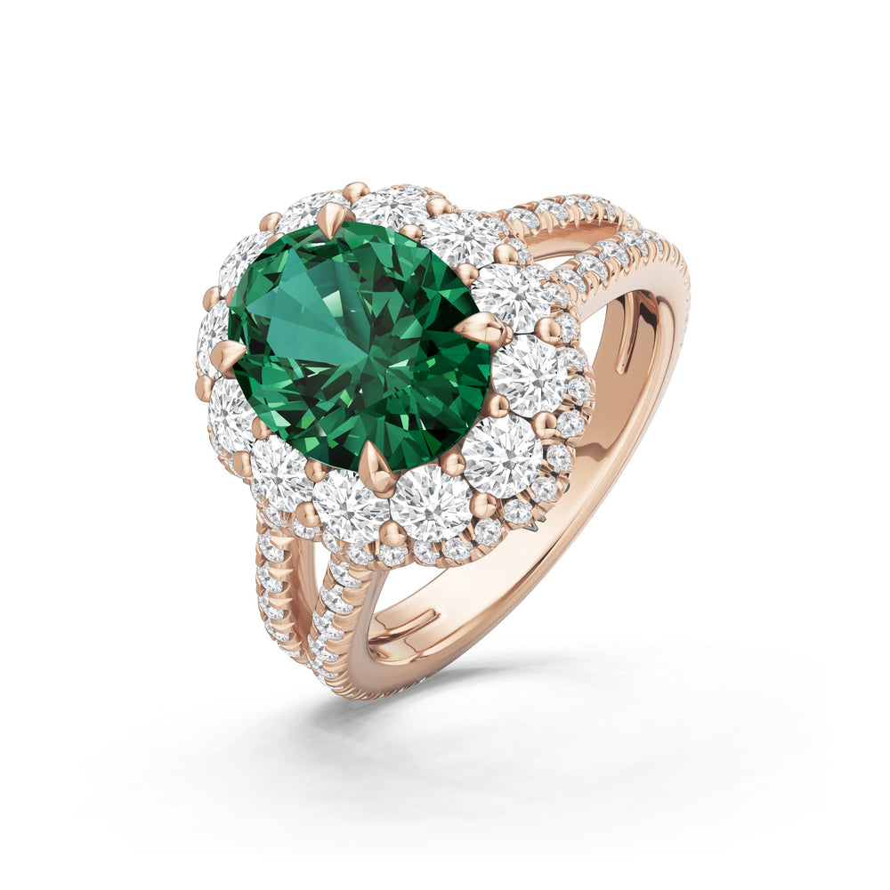 The Esmer Ring with Created Emerald Cut Diamond in 14KT Rose Gold view 3
