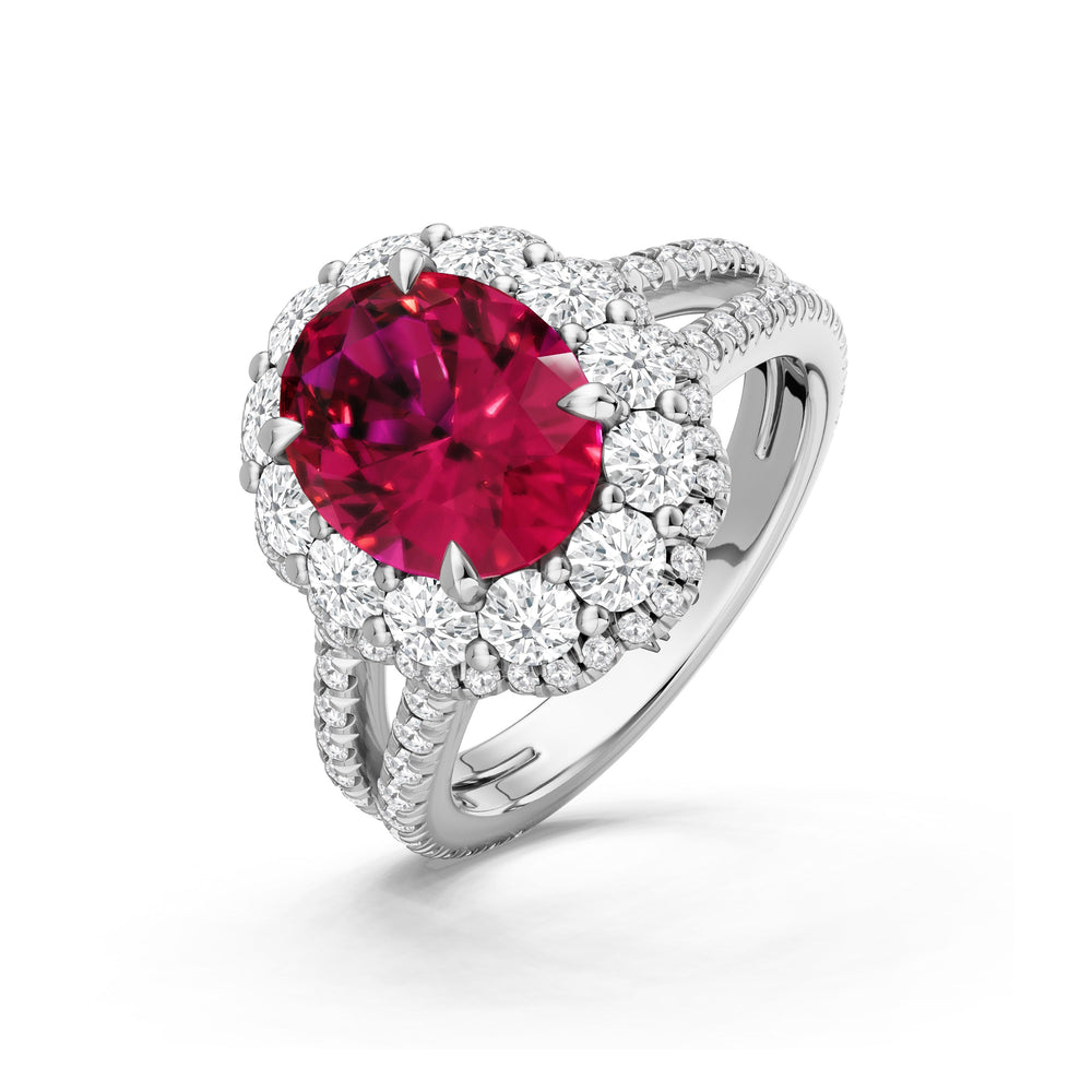 The Esmer Ring with Created Ruby Cut Diamond in 14KT Platinum view 3

