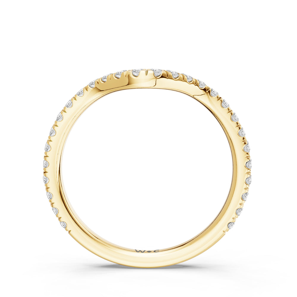 The Rosavira Diamond Wedding Band with Created London Blue Topaz Cut Diamond in 14KT Yellow Gold view 2
