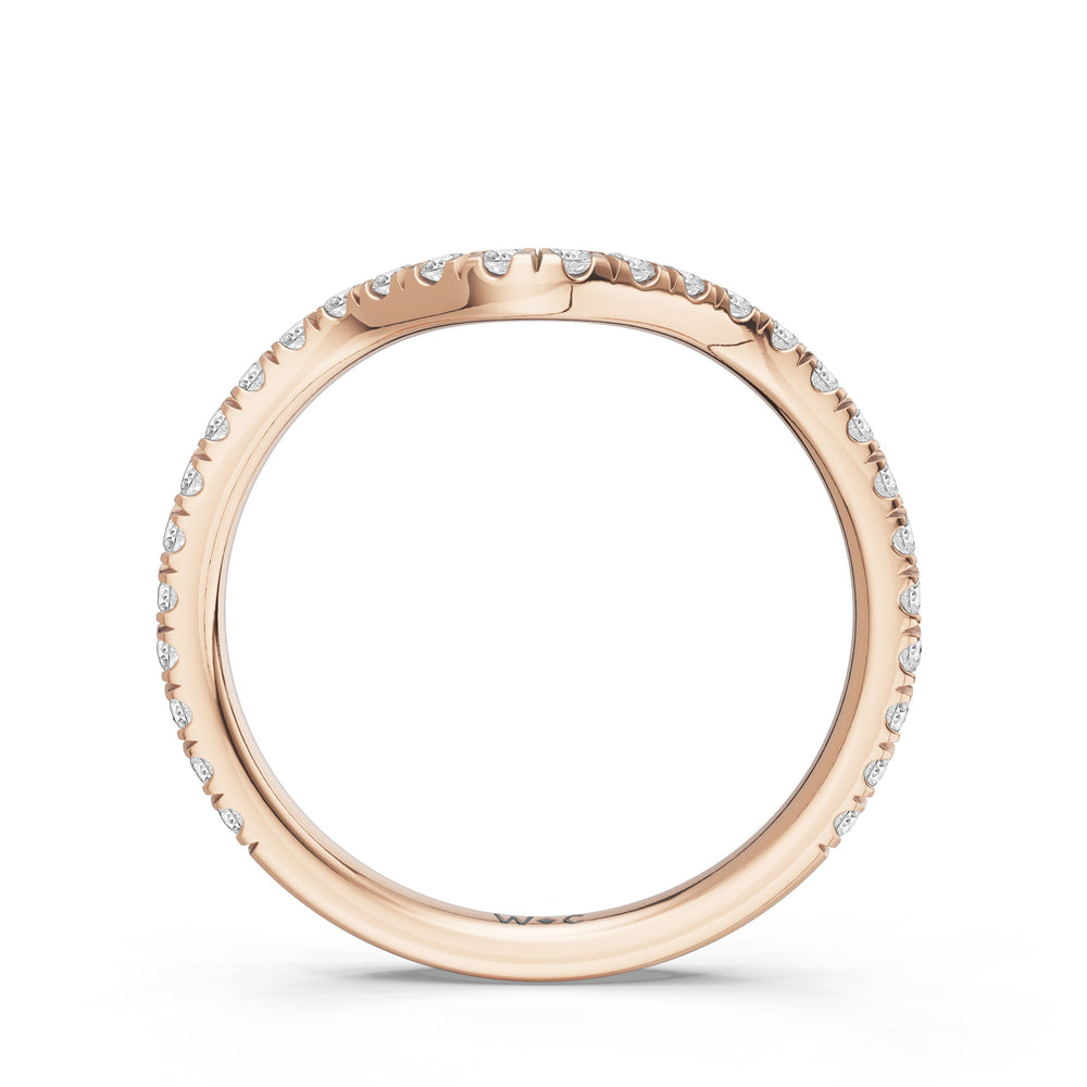 The Rosavira Diamond Wedding Band with Created Ruby Cut Diamond in 14KT Rose Gold view 2
