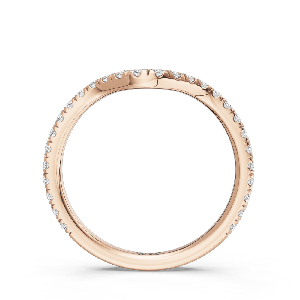 The Rosavira Diamond Wedding Band with Created Morganite Cut Diamond in 14KT Rose Gold view 2
