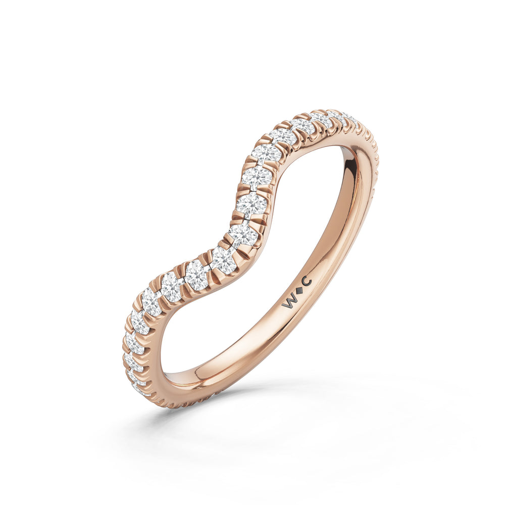 The Rosavira Diamond Wedding Band with Created London Blue Topaz Cut Diamond in 14KT Rose Gold view 4
