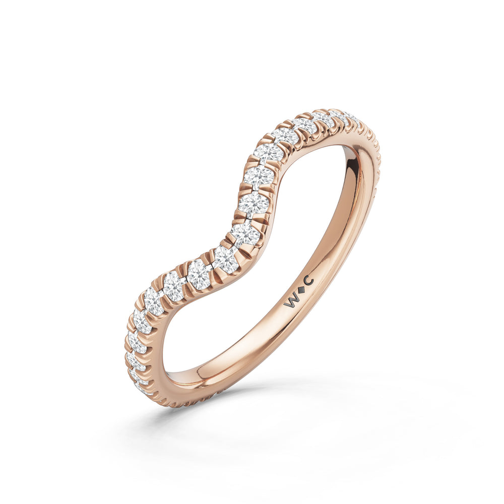 The Rosavira Diamond Wedding Band with Created Ruby Cut Diamond in 14KT Rose Gold view 4
