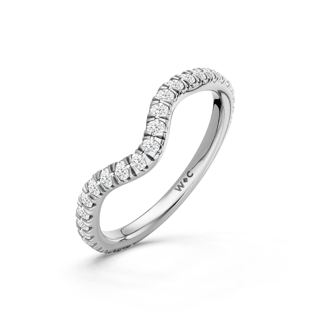The Rosavira Diamond Wedding Band with Created London Blue Topaz Cut Diamond in 14KT Platinum view 4
