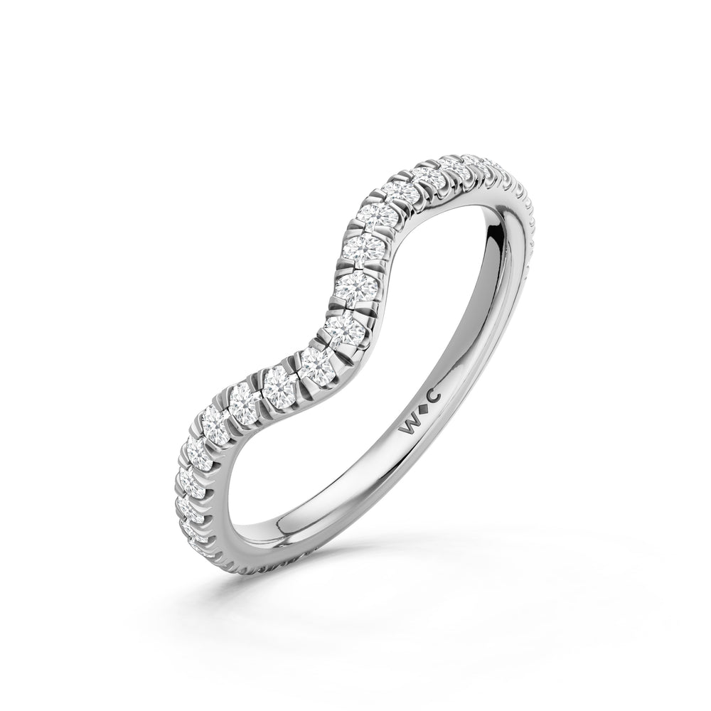 The Rosavira Diamond Wedding Band with Created Morganite Cut Diamond in 14KT Platinum view 4
