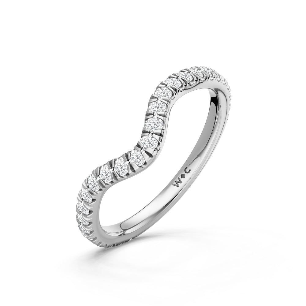 The Rosavira Diamond Wedding Band with Created Blue Sapphire Cut Diamond in 14KT Platinum view 4

