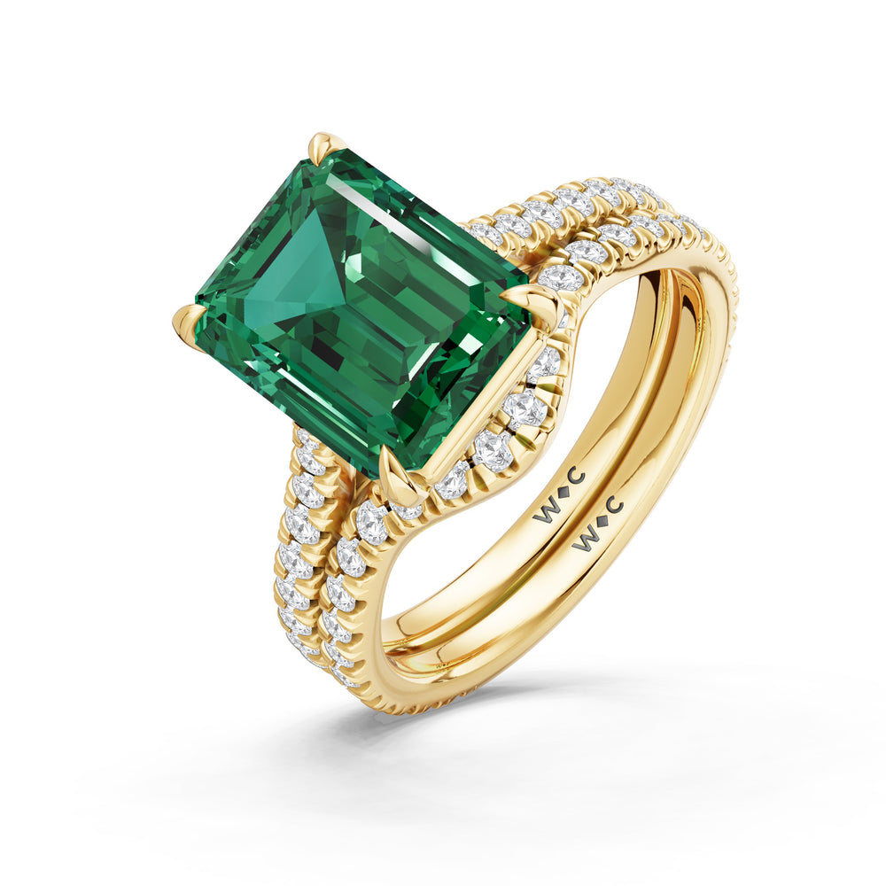The Rosavira Ring with Created Emerald Cut Diamond in 14KT Yellow Gold view 4
