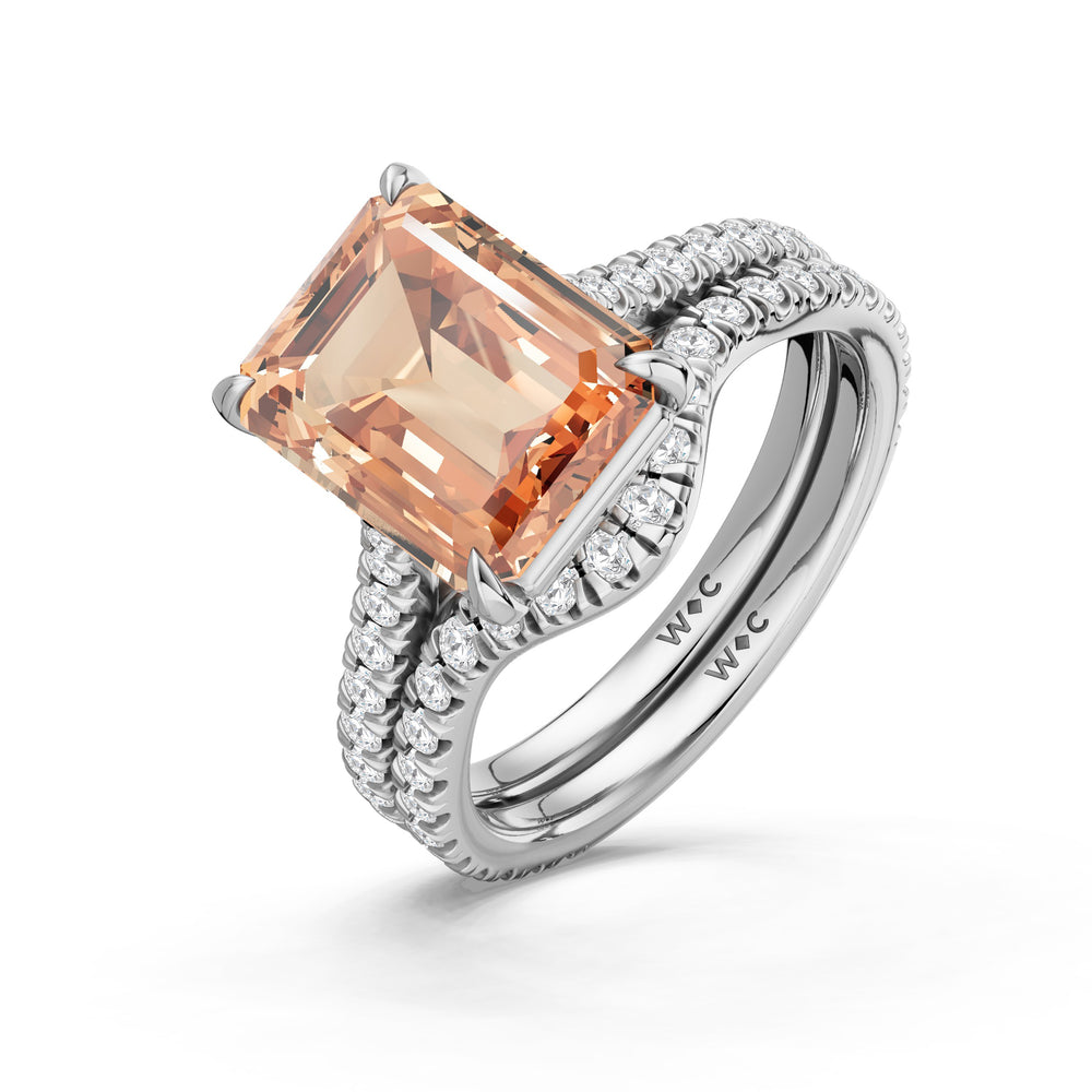 The Rosavira Ring with Created Morganite Cut Diamond in 14KT Platinum view 4
