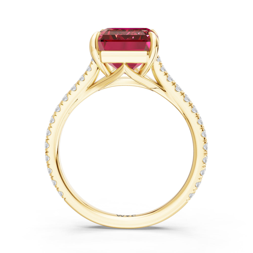 The Rosavira Ring with 10X8 MM Cut Diamond in 14KT Yellow Gold view 2
