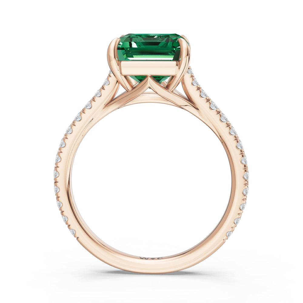 The Rosavira Ring with 10X8 MM Cut Diamond in 14KT Rose Gold view 2
