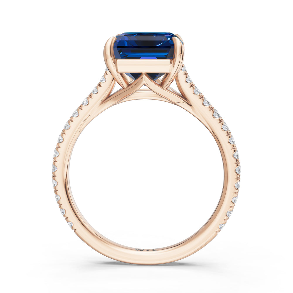 The Rosavira Ring with 10X8 MM Cut Diamond in 14KT Rose Gold view 2
