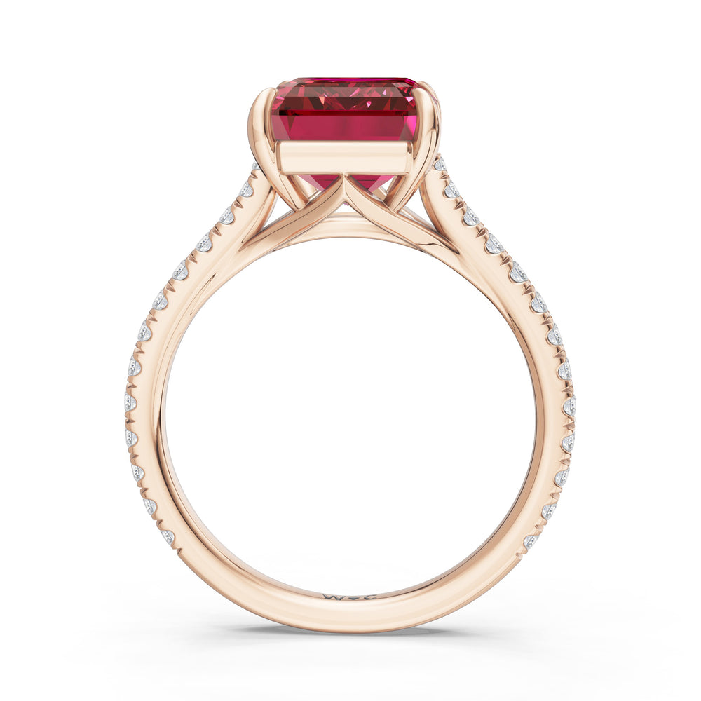 The Rosavira Ring with 10X8 MM Cut Diamond in 14KT Rose Gold view 2
