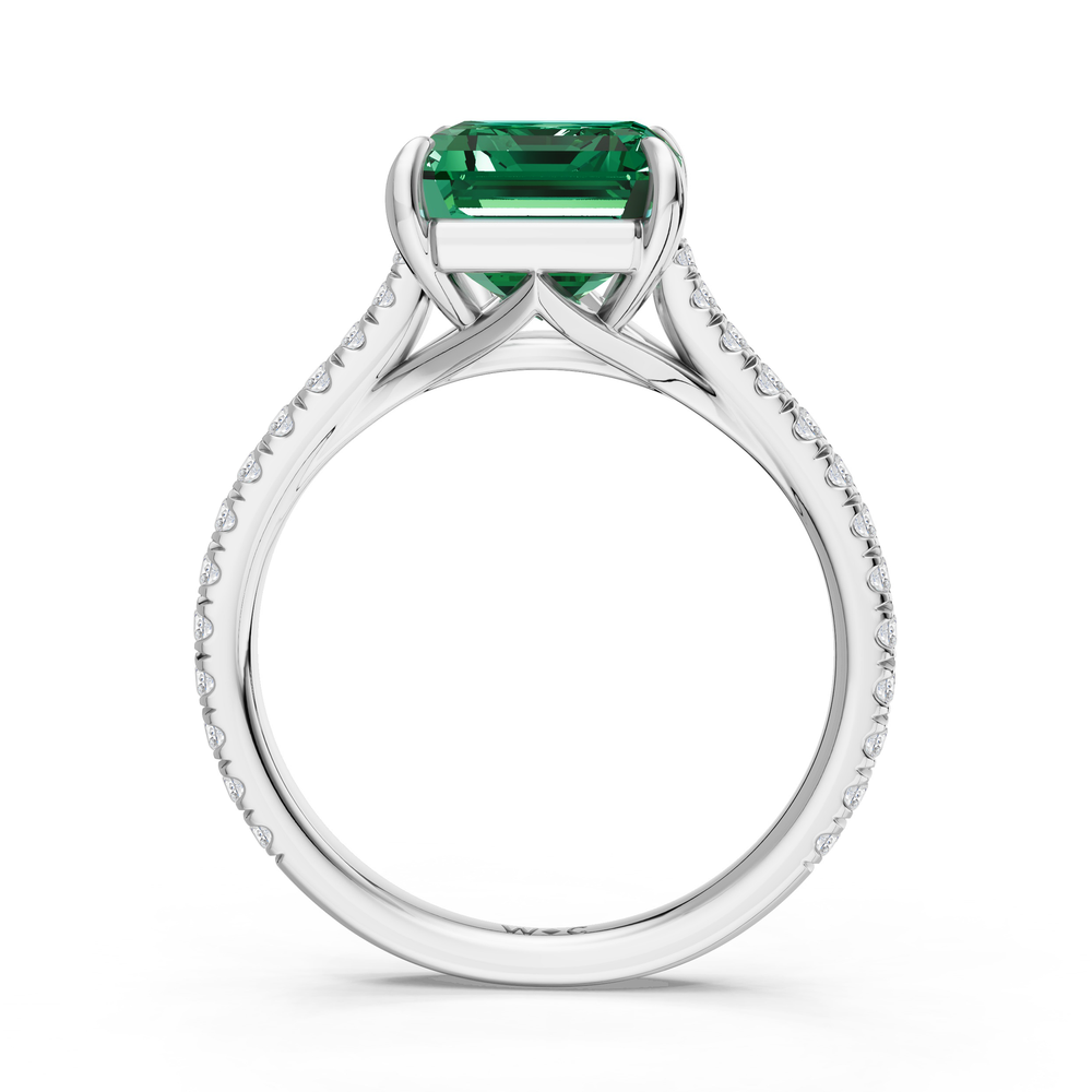 The Rosavira Ring with Created Emerald Cut Diamond in 14KT Platinum view 2
