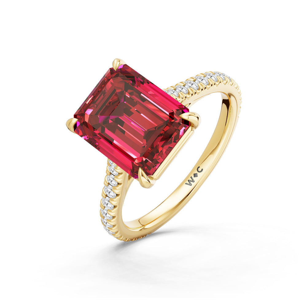 The Rosavira Ring with Created Ruby Cut Diamond in 14KT Yellow Gold view 3
