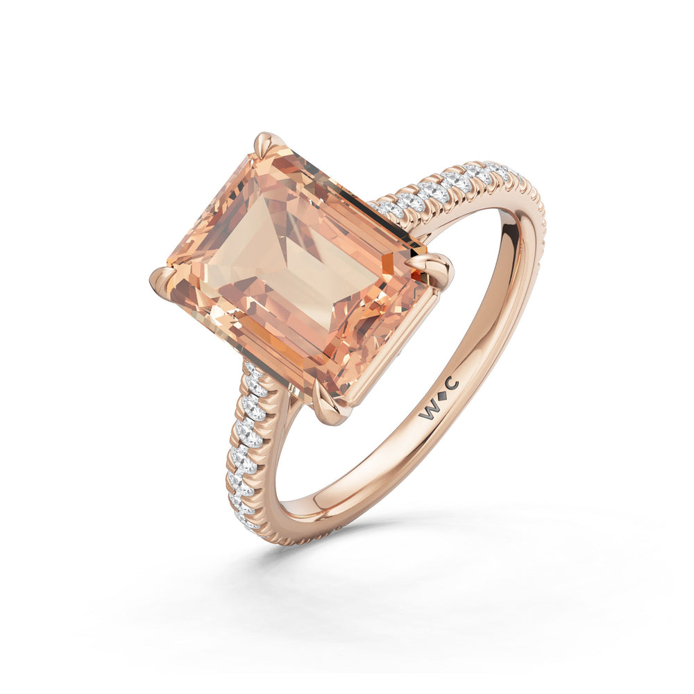 The Rosavira Ring with Created Morganite Cut Diamond in 14KT Rose Gold view 3
