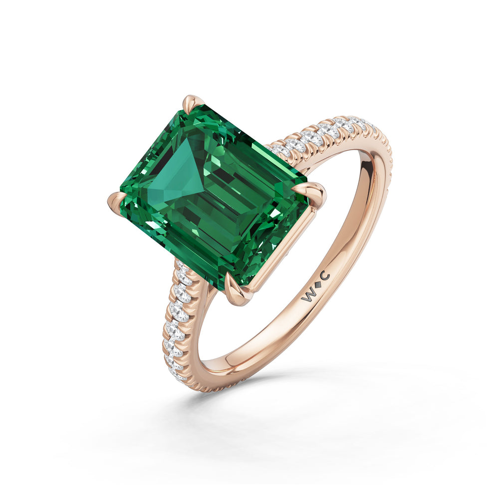 The Rosavira Ring with 10X8 MM Cut Diamond in 14KT Rose Gold view 3
