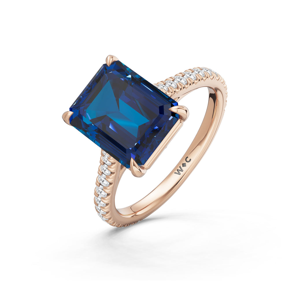 The Rosavira Ring with 10X8 MM Cut Diamond in 14KT Rose Gold view 3
