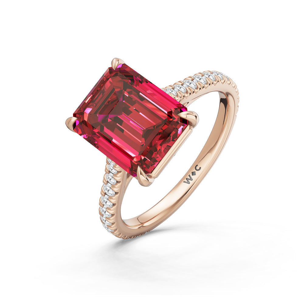 The Rosavira Ring with 10X8 MM Cut Diamond in 14KT Rose Gold view 3
