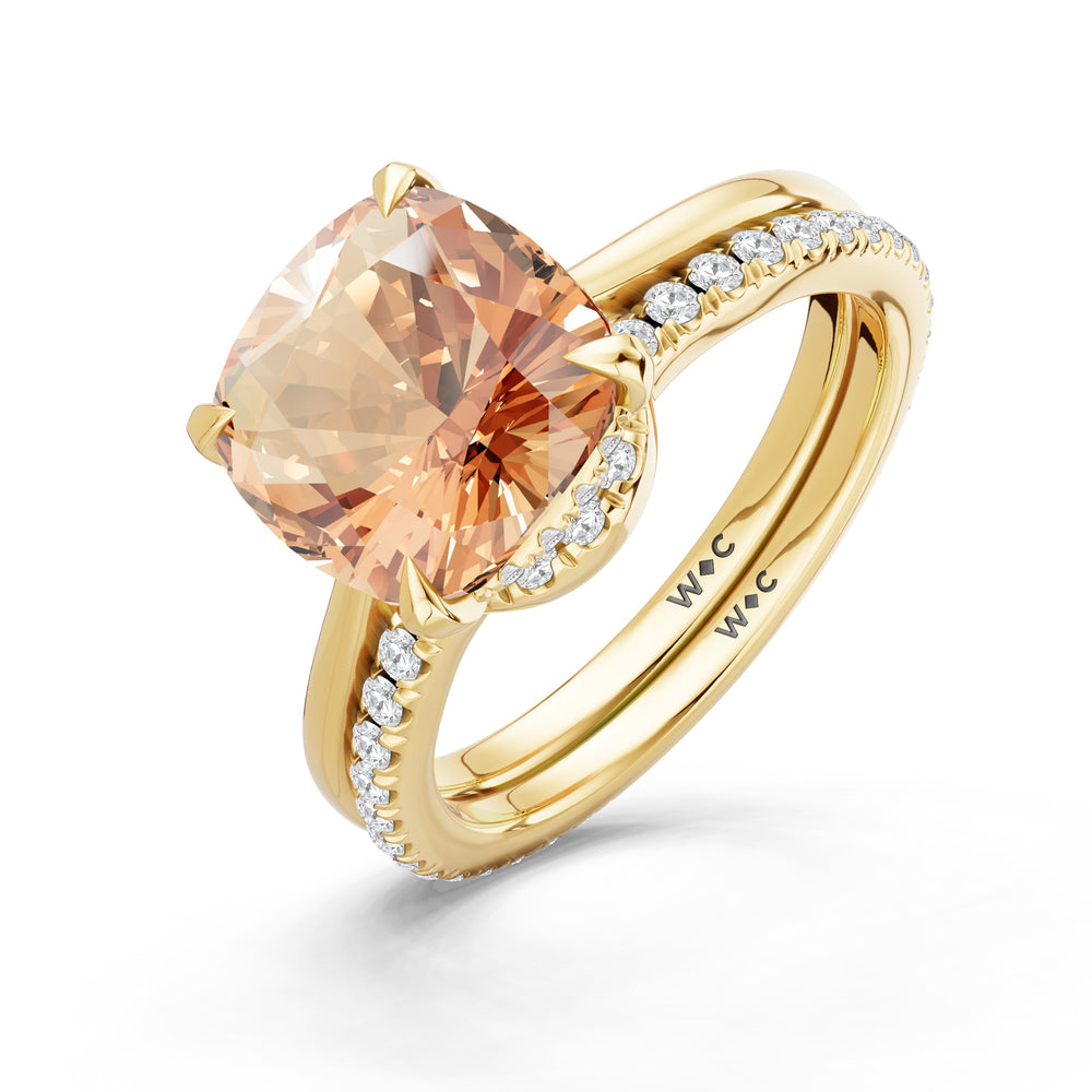 The Verdelle Ring with Created Morganite Cut Diamond in 14KT Yellow Gold view 4
