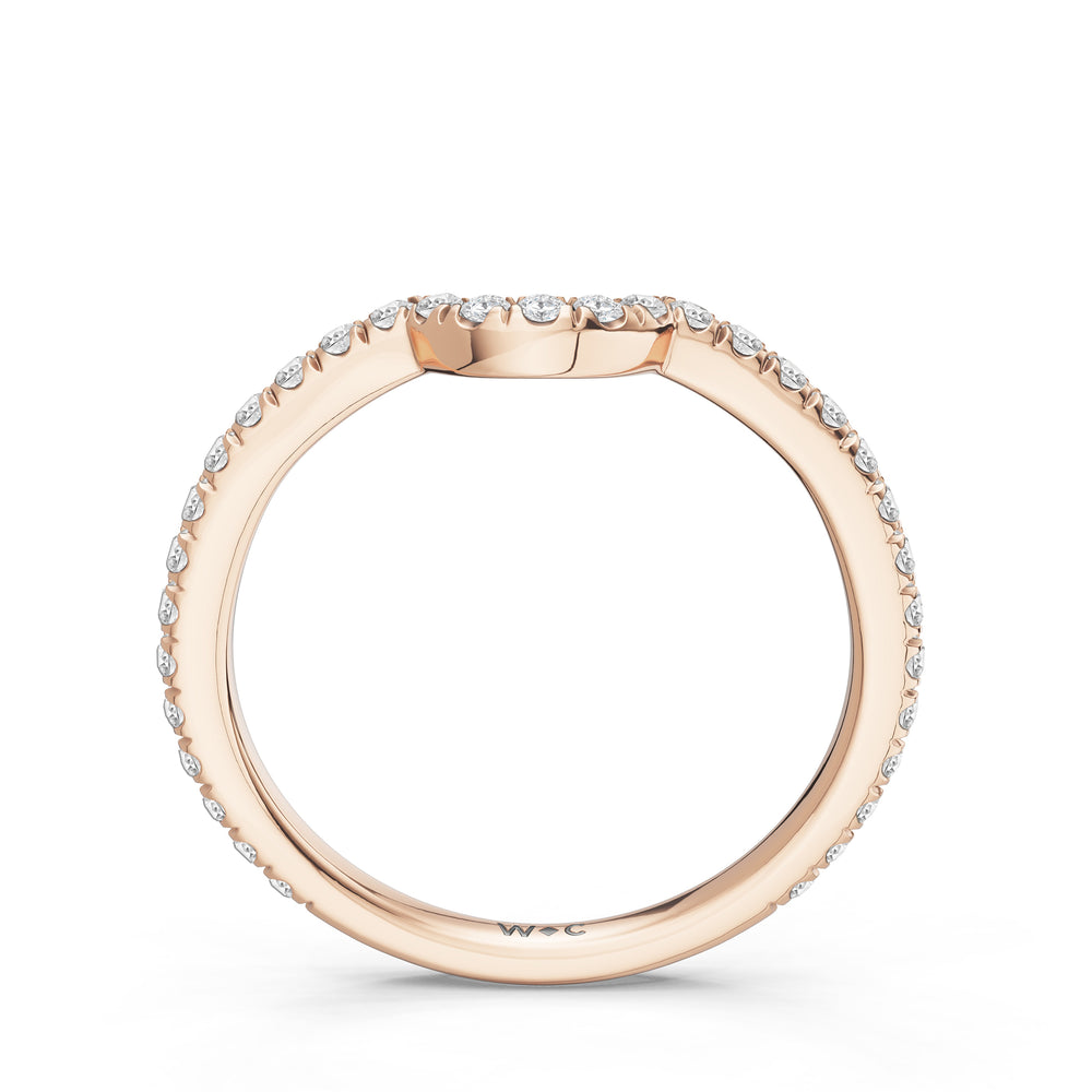 The Verdelle Diamond Wedding Band with Created Blue Sapphire Cut Diamond in 14KT Rose Gold view 2
