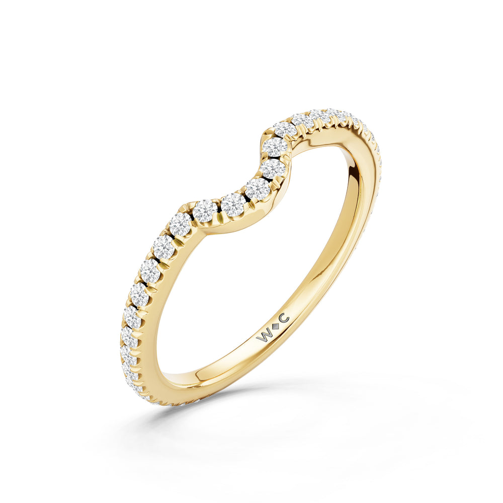 The Verdelle Diamond Wedding Band with Created London Blue Topaz Cut Diamond in 14KT Yellow Gold view 4
