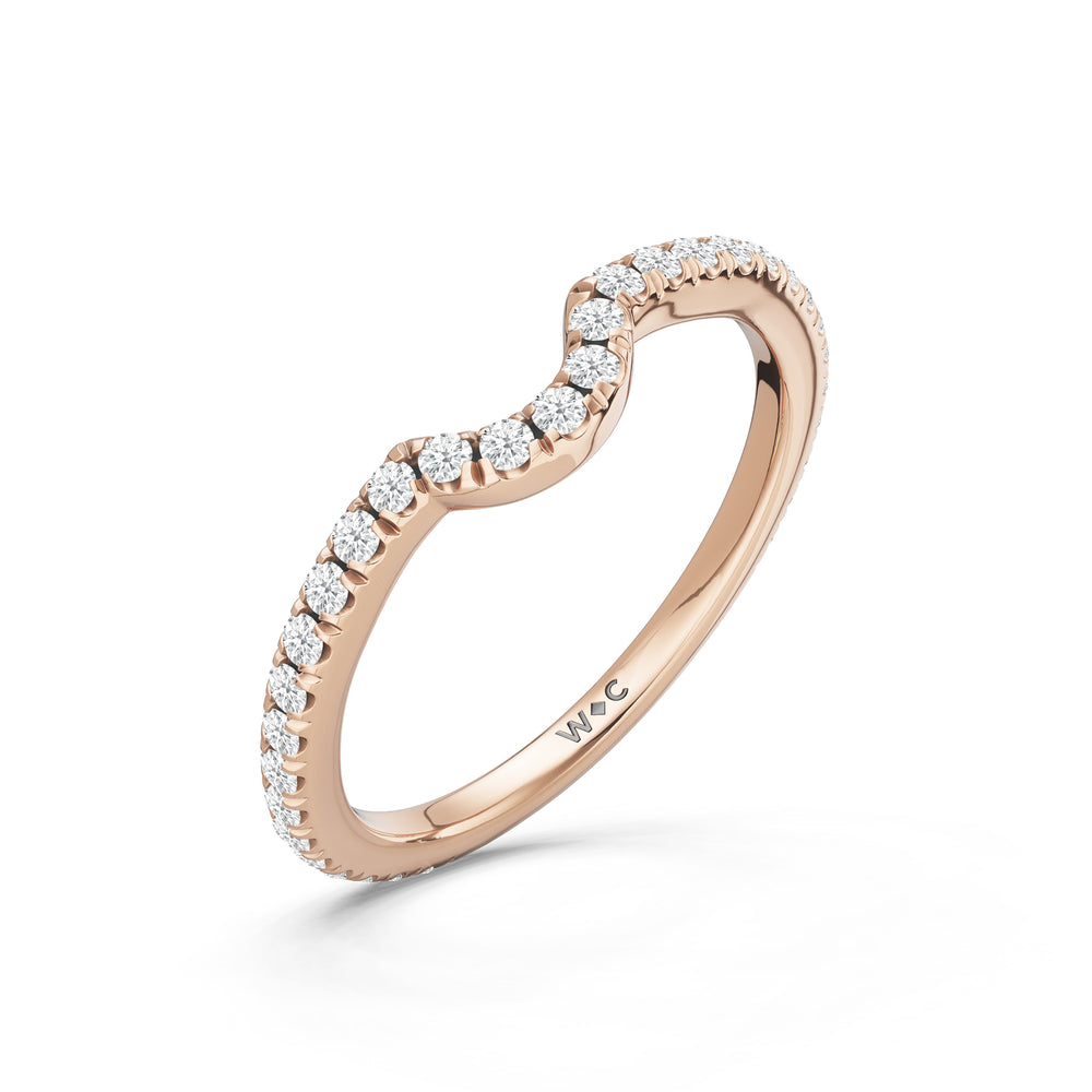 The Verdelle Diamond Wedding Band with Created Morganite Cut Diamond in 14KT Rose Gold view 4
