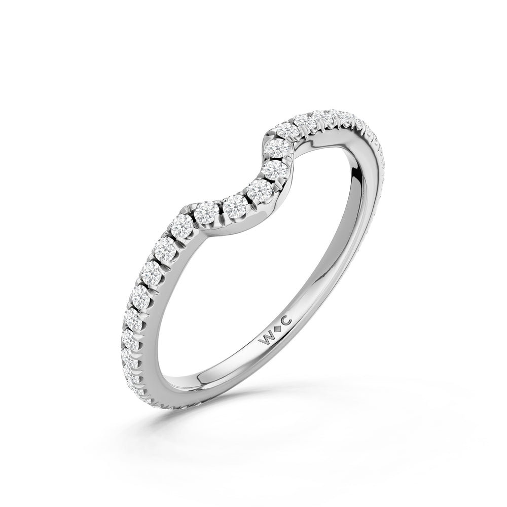 The Verdelle Diamond Wedding Band with Created London Blue Topaz Cut Diamond in 14KT Platinum view 4

