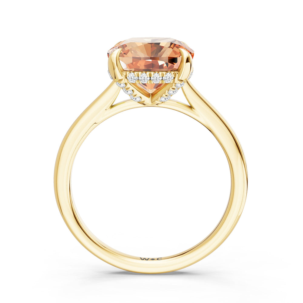 The Verdelle Ring with Created Morganite Cut Diamond in 14KT Yellow Gold view 2
