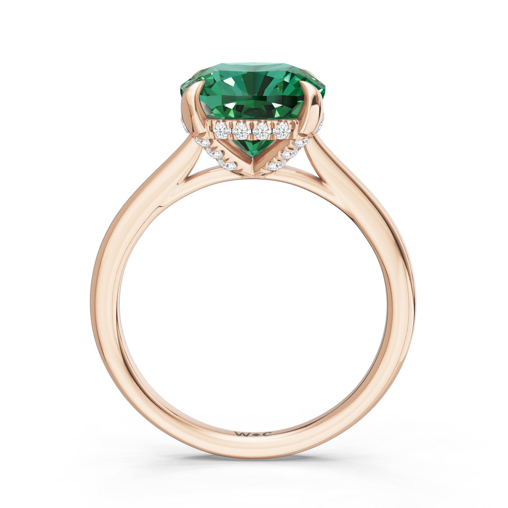 The Verdelle Ring with 9X9 MM Cut Diamond in 14KT Rose Gold view 2

