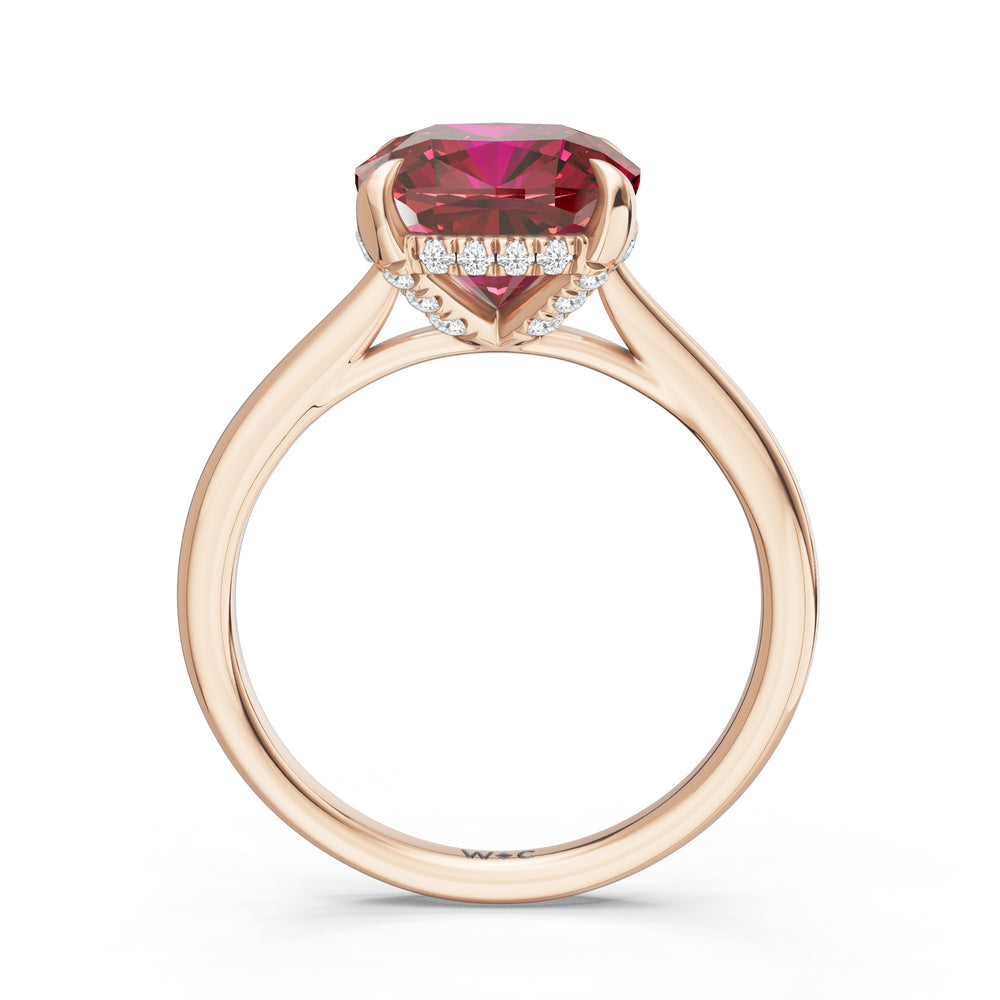 The Verdelle Ring with 9X9 MM Cut Diamond in 14KT Rose Gold view 2
