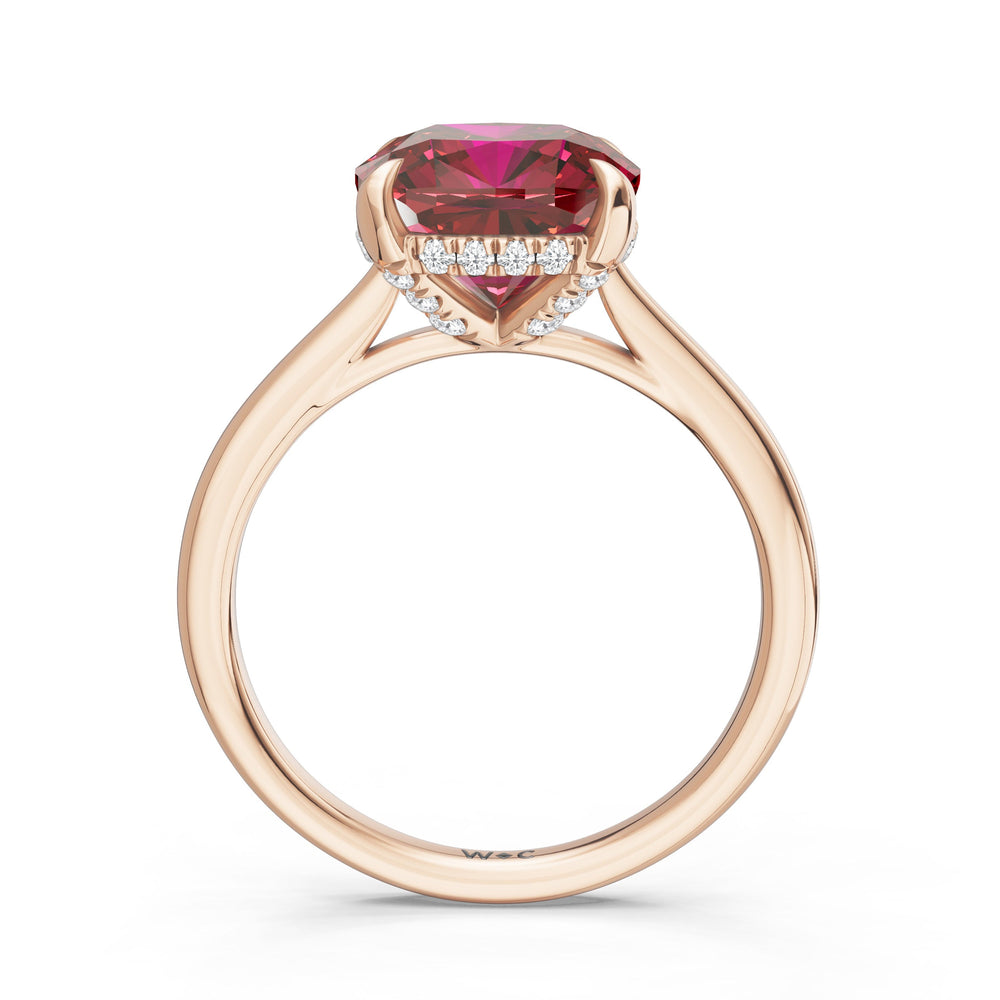 The Verdelle Ring with Created Ruby Cut Diamond in 14KT Rose Gold view 2
