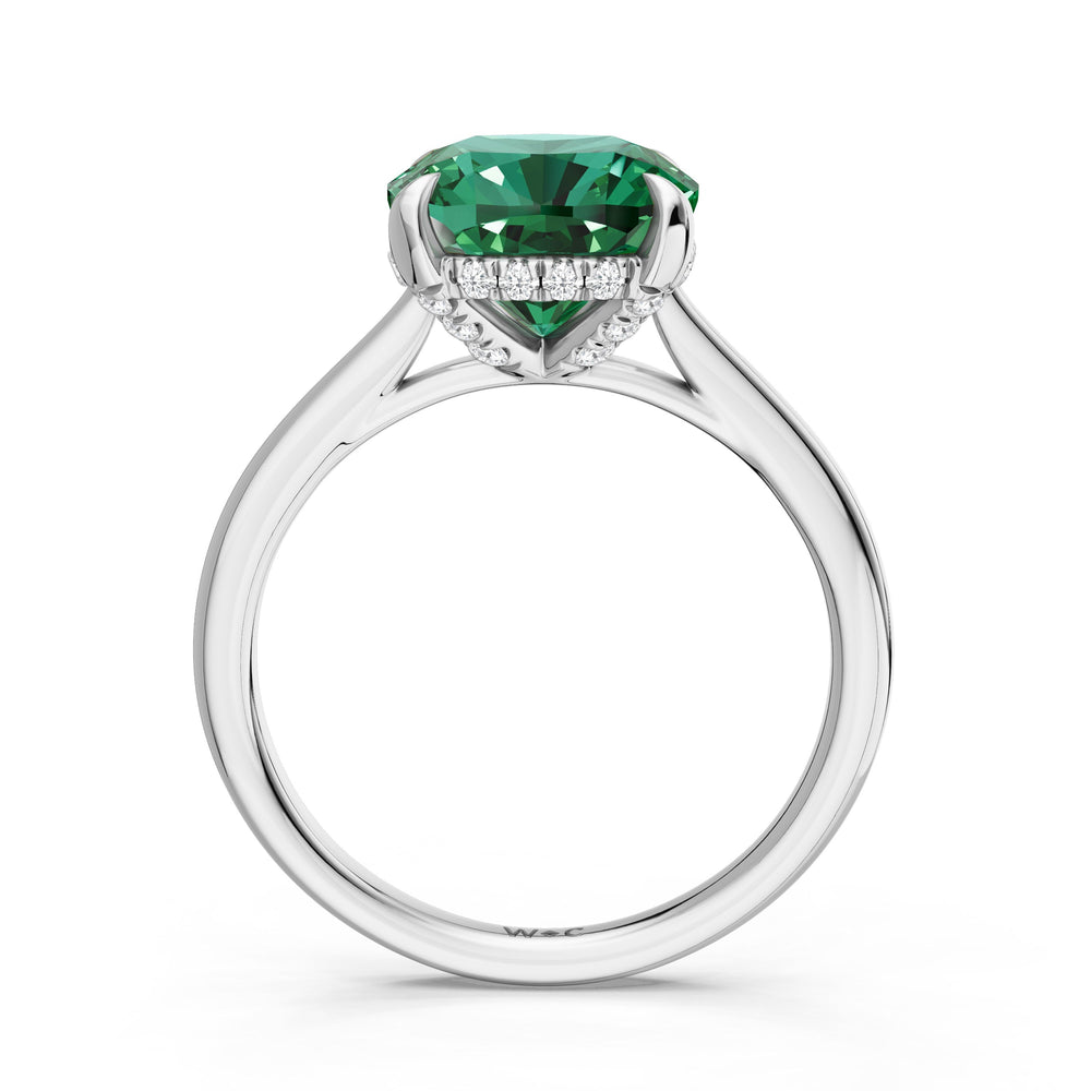 The Verdelle Ring with Created Emerald Cut Diamond in 14KT Platinum view 2
