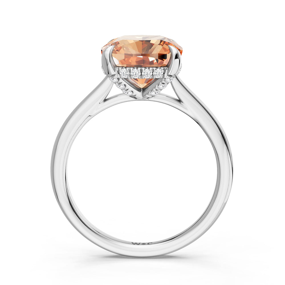 The Verdelle Ring with Created Morganite Cut Diamond in 14KT Platinum view 2
