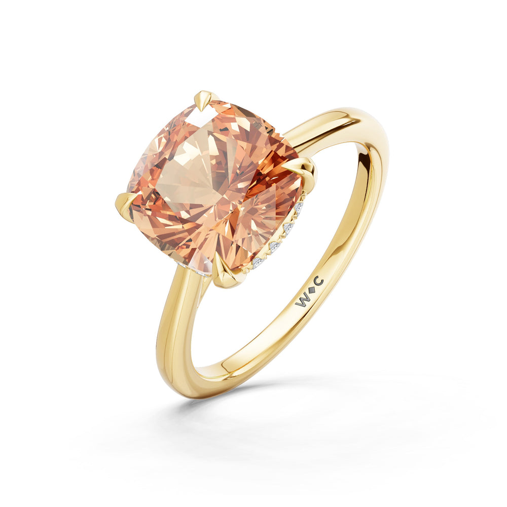 The Verdelle Ring with Created Morganite Cut Diamond in 14KT Yellow Gold view 3
