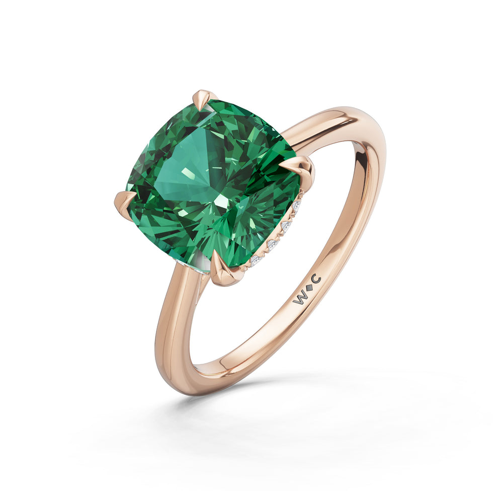The Verdelle Ring with 9X9 MM Cut Diamond in 14KT Rose Gold view 3
