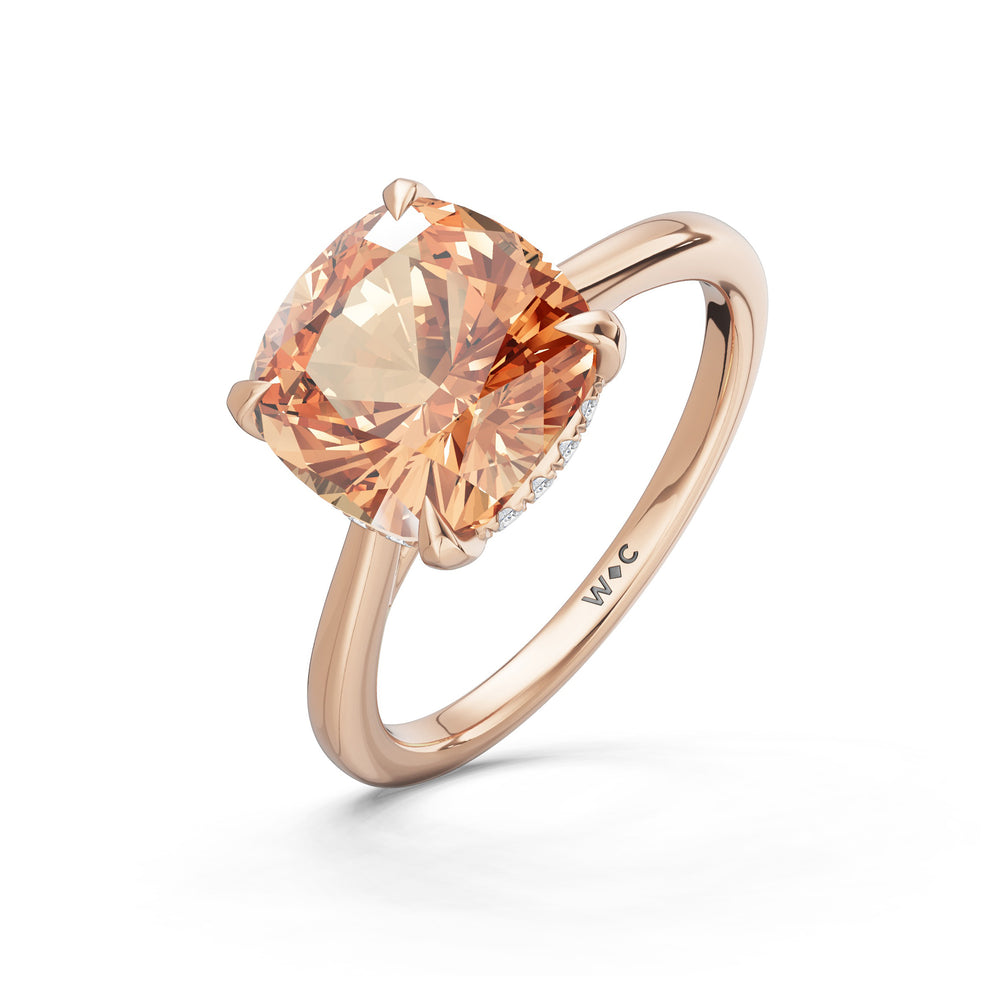 The Verdelle Ring with 9X9 MM Cut Diamond in 14KT Rose Gold view 3
