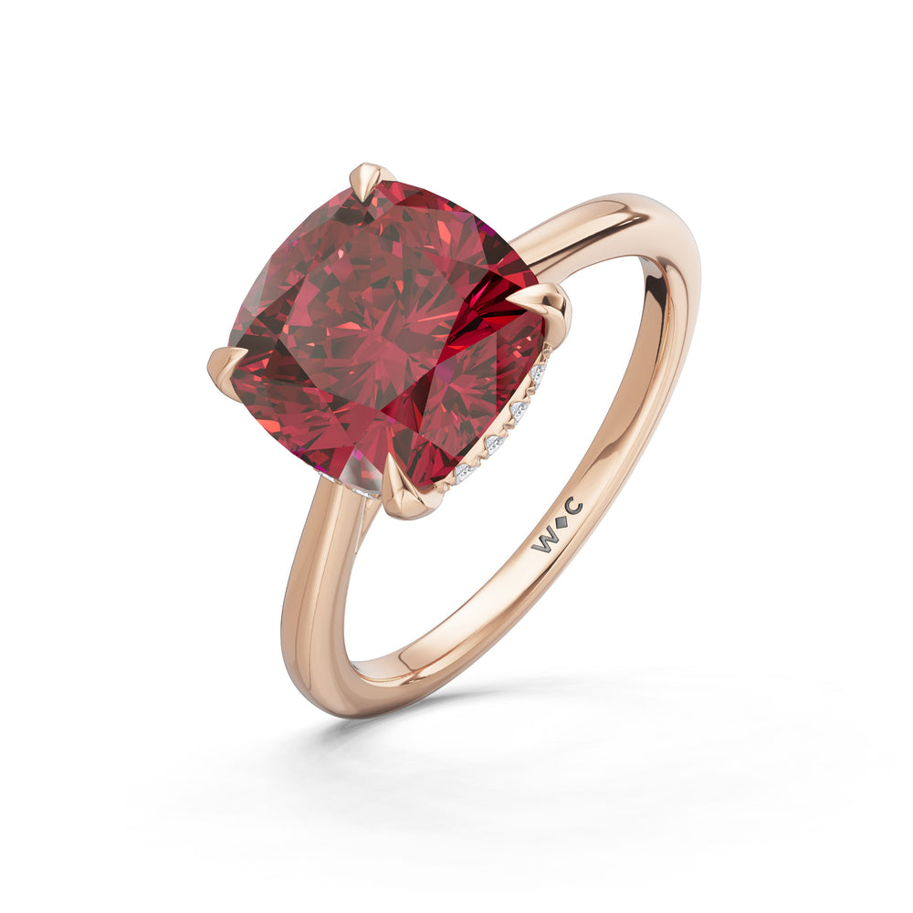 The Verdelle Ring with 9X9 MM Cut Diamond in 14KT Rose Gold view 3
