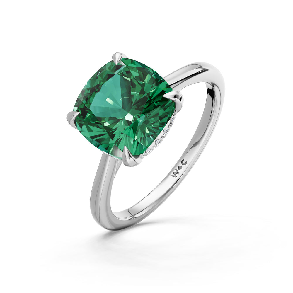 The Verdelle Ring with 9X9 MM Cut Diamond in 14KT Platinum view 3
