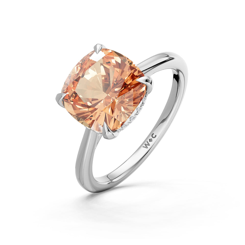 The Verdelle Ring with Created Morganite Cut Diamond in 14KT Platinum view 3
