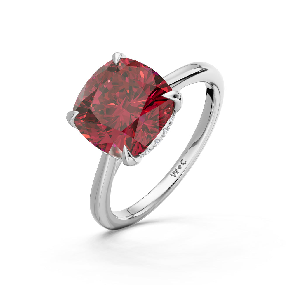 The Verdelle Ring with Created Ruby Cut Diamond in 14KT Platinum view 3
