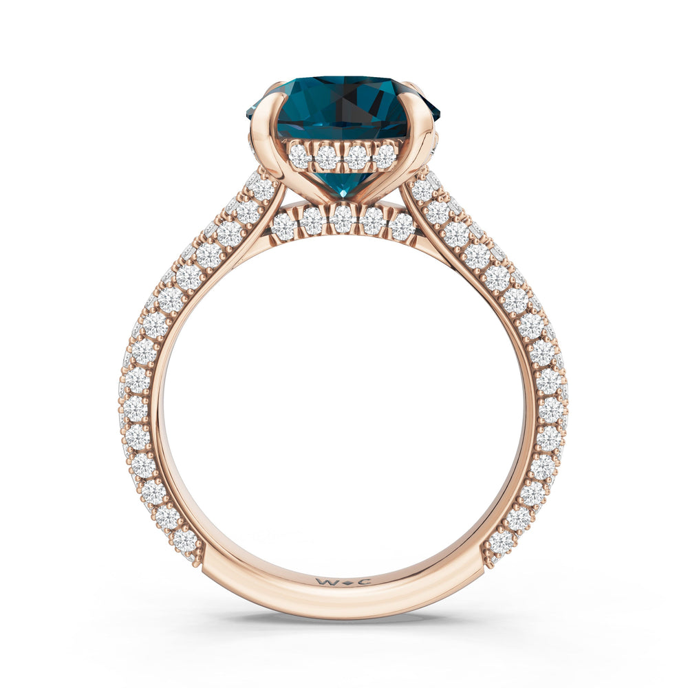 The Mariner Ring with Created London Blue Topaz Cut Diamond in 14KT Rose Gold view 2
