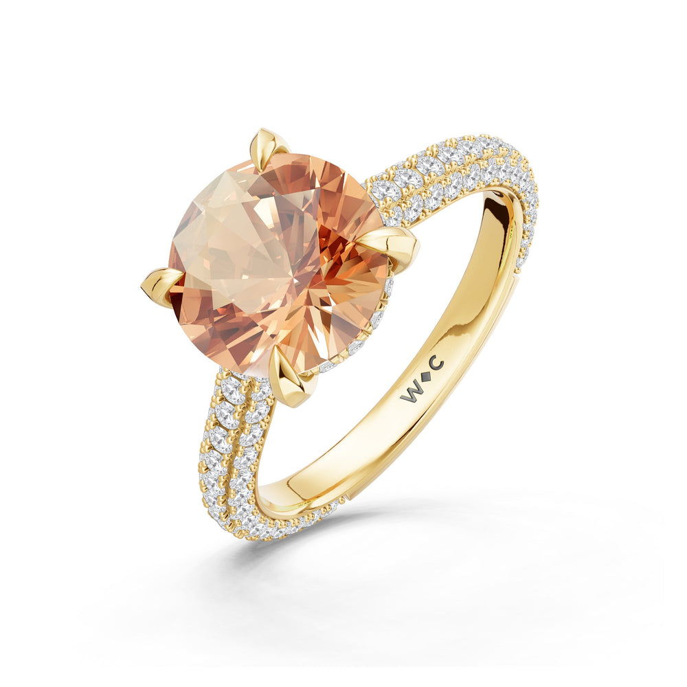The Mariner Ring with Created Morganite Cut Diamond in 14KT Yellow Gold view 3

