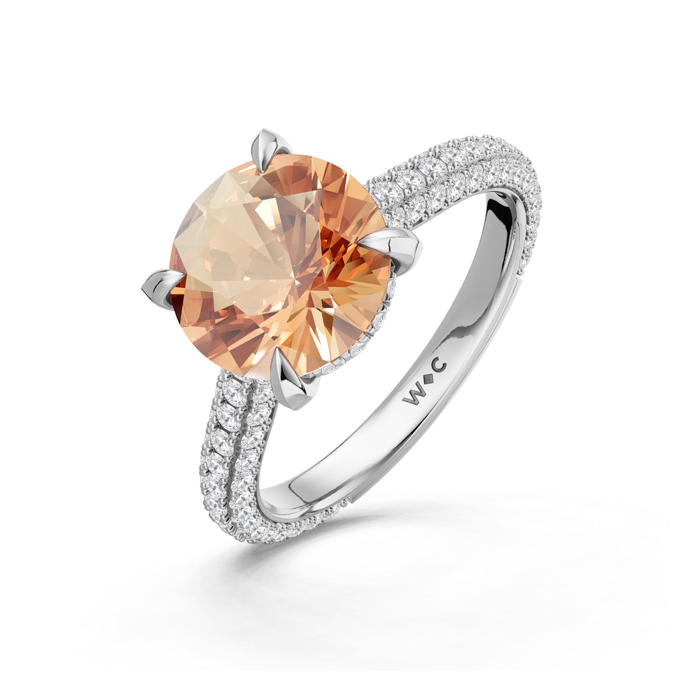 The Mariner Ring with Created Morganite Cut Diamond in 14KT Platinum view 3
