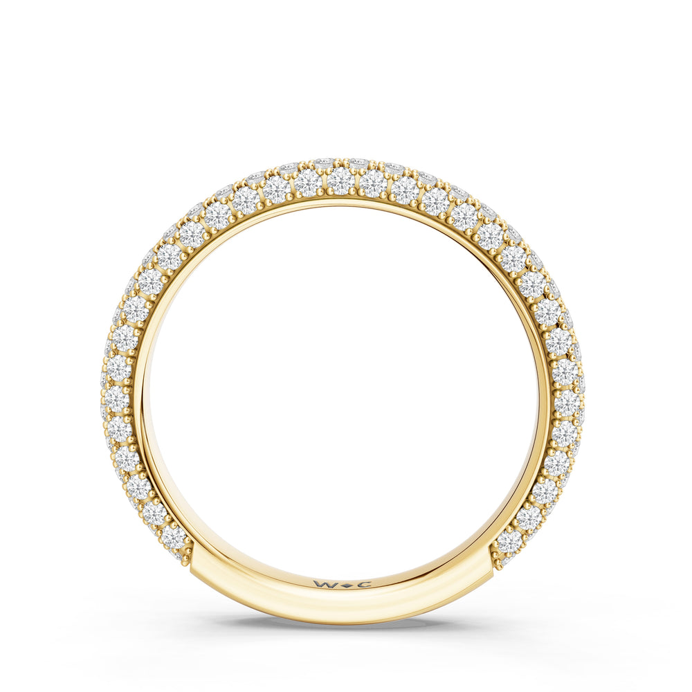 The Mariner Diamond Wedding Band with Created London Blue Topaz Cut Diamond in 14KT Yellow Gold view 2
