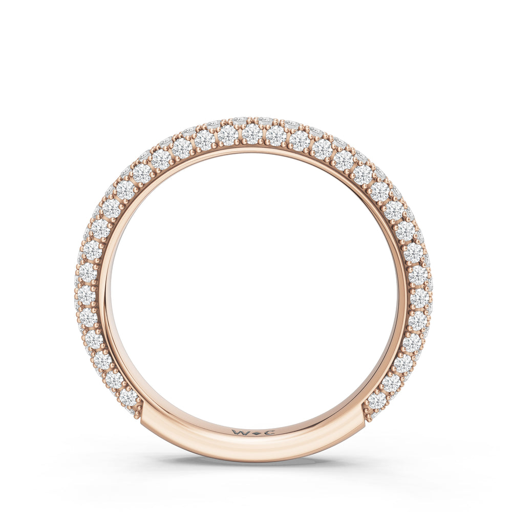 The Mariner Diamond Wedding Band with Created Morganite Cut Diamond in 14KT Rose Gold view 2
