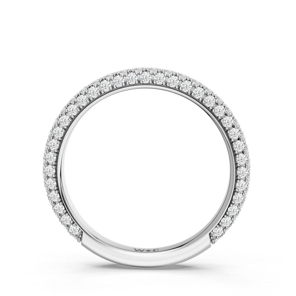 The Mariner Diamond Wedding Band with Created London Blue Topaz Cut Diamond in 14KT Platinum view 2
