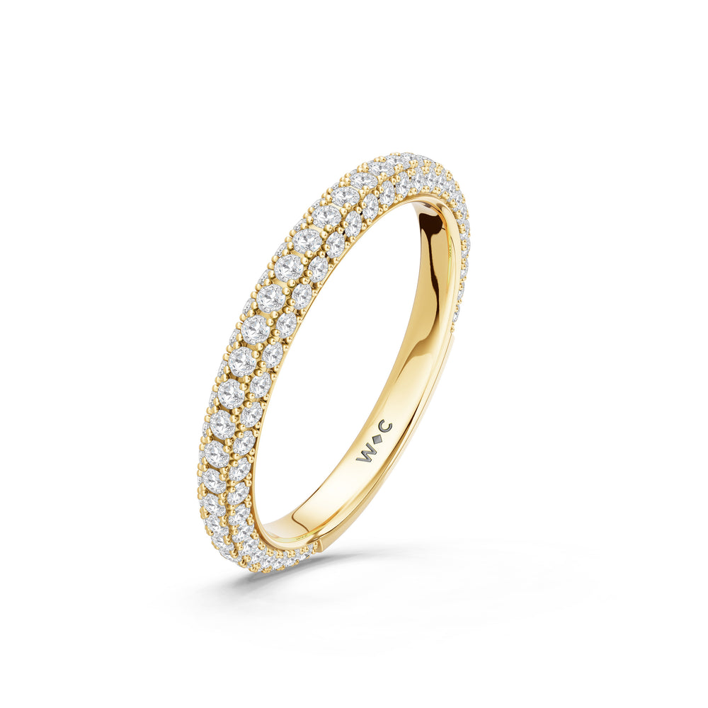 The Mariner Diamond Wedding Band with Created London Blue Topaz Cut Diamond in 14KT Yellow Gold view 4
