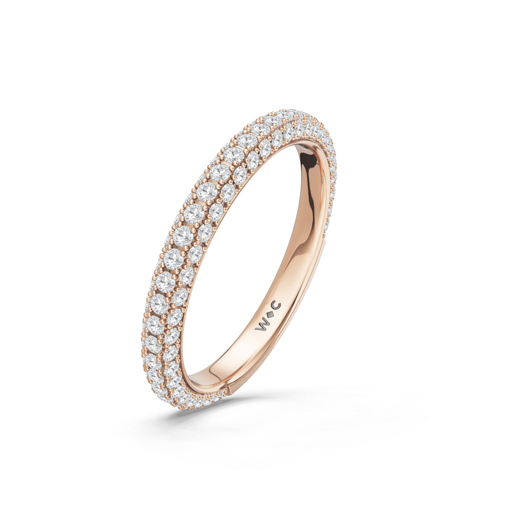 The Mariner Diamond Wedding Band with Created London Blue Topaz Cut Diamond in 14KT Rose Gold view 4

